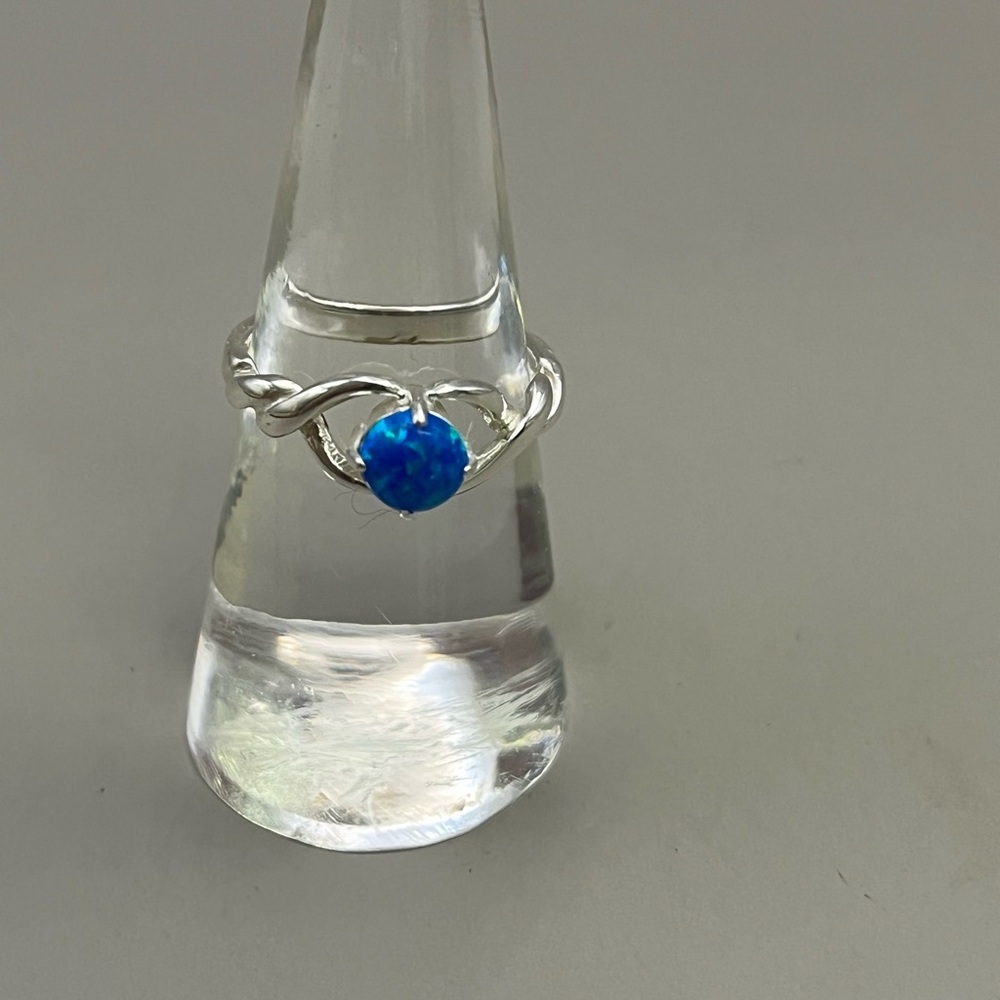 Silver and Blue Opal Infinity Ring - Picture 5 of 6